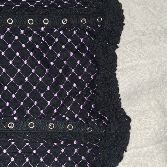 Elegant Black and Purple Lace-Up Women's Top - Picture 7 of 7